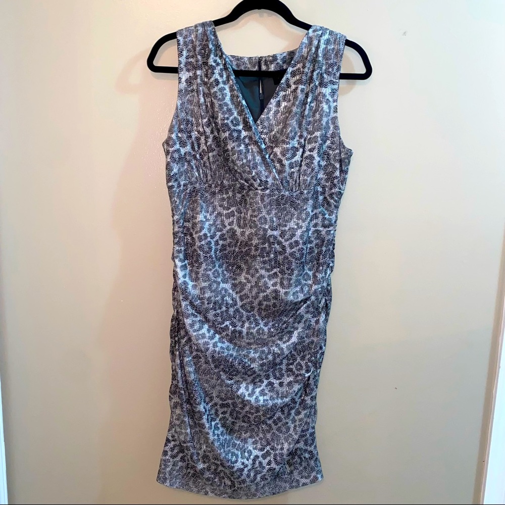 Mark Zunino Beautiful fitted black and gray/ silver dress with ruching